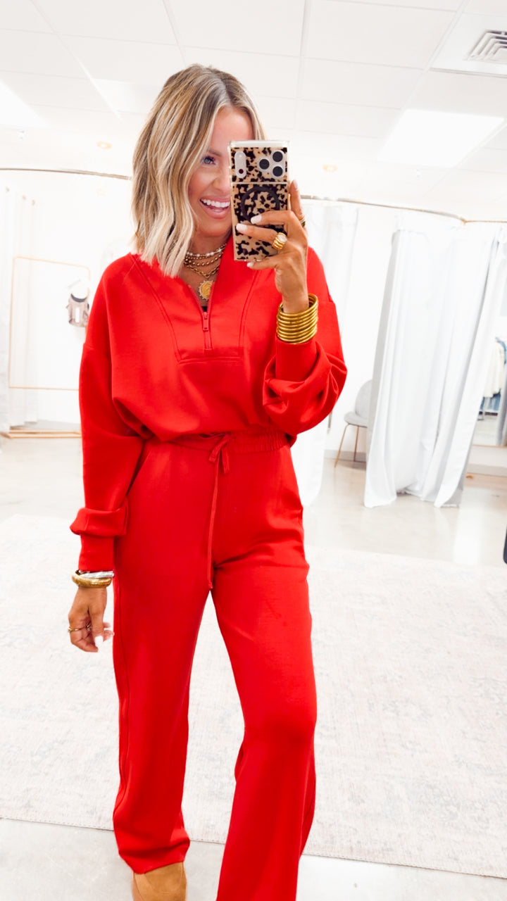 Smooth Form Half Zip Jacket-Red