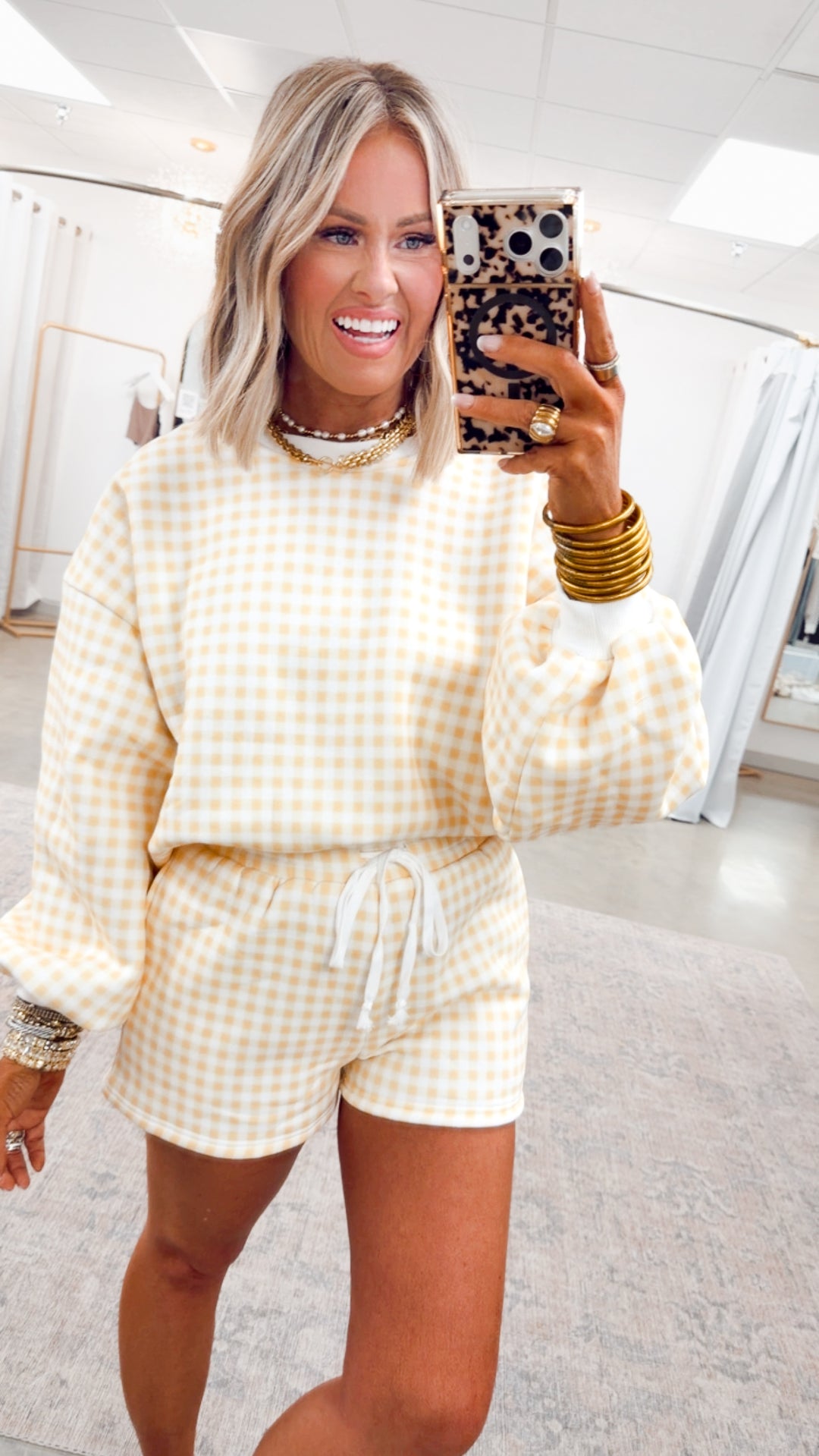 Gingham Lounge Set-Yellow