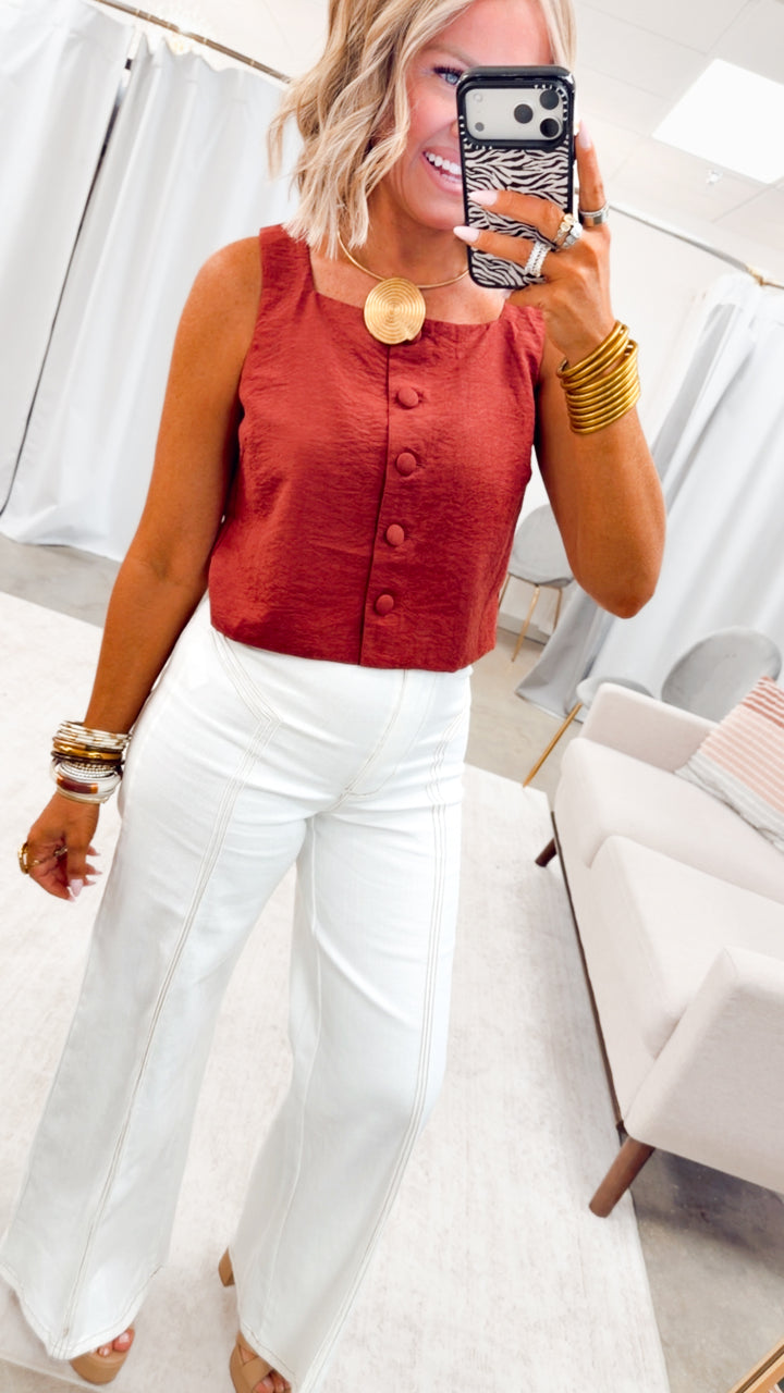 Katherine High Waisted Wide Leg Jean-Cream
