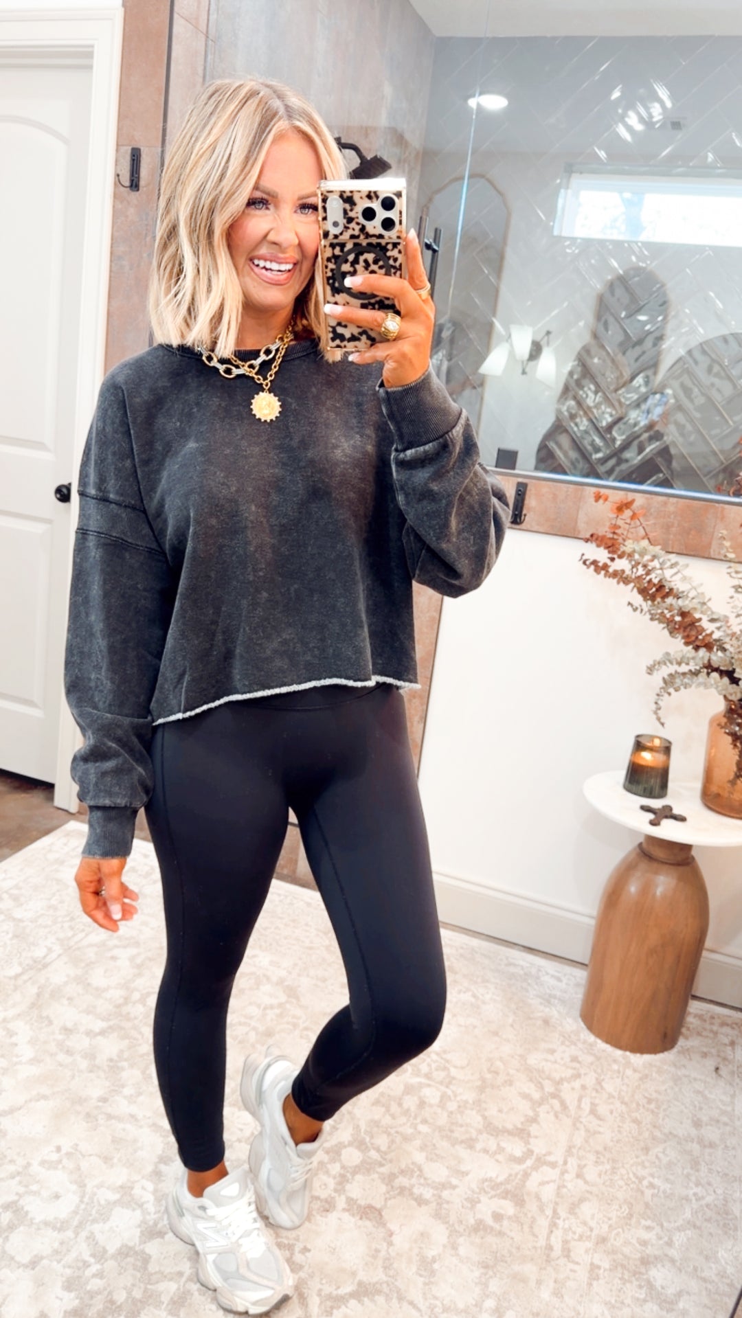 Motion Muse Openback Sweatshirt-Charcoal