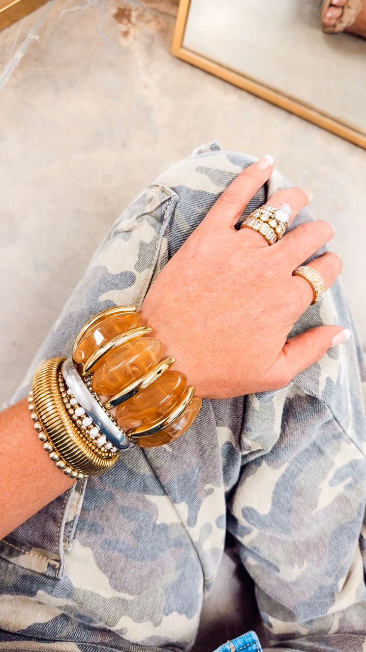 Chunk It Up Stretch Bracelet-Brown