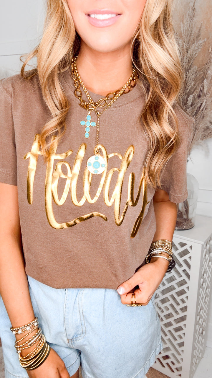 Howdy Gold Embroidered Tee
