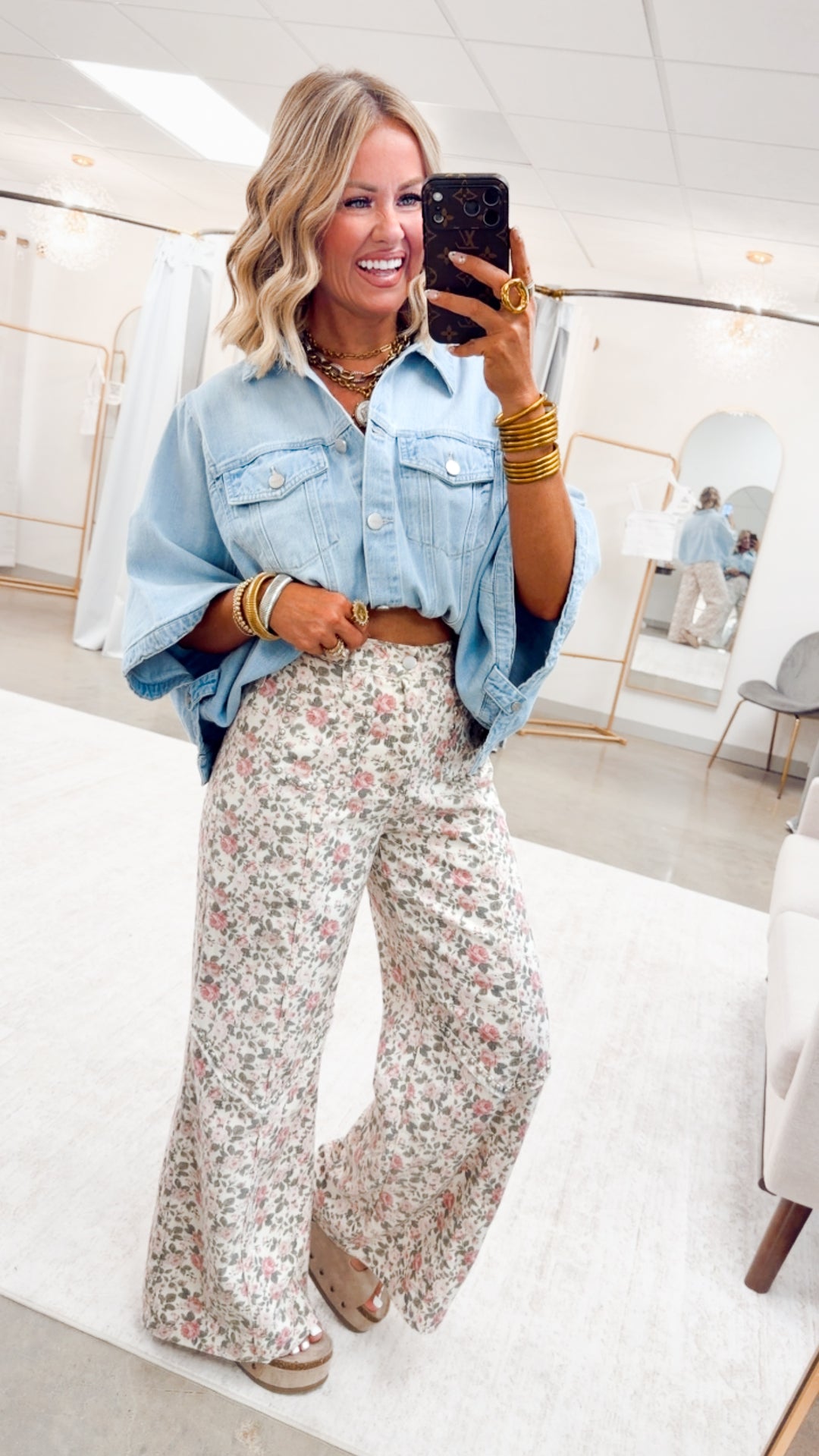 The Presley Stud Wide Leg Pants- Floral