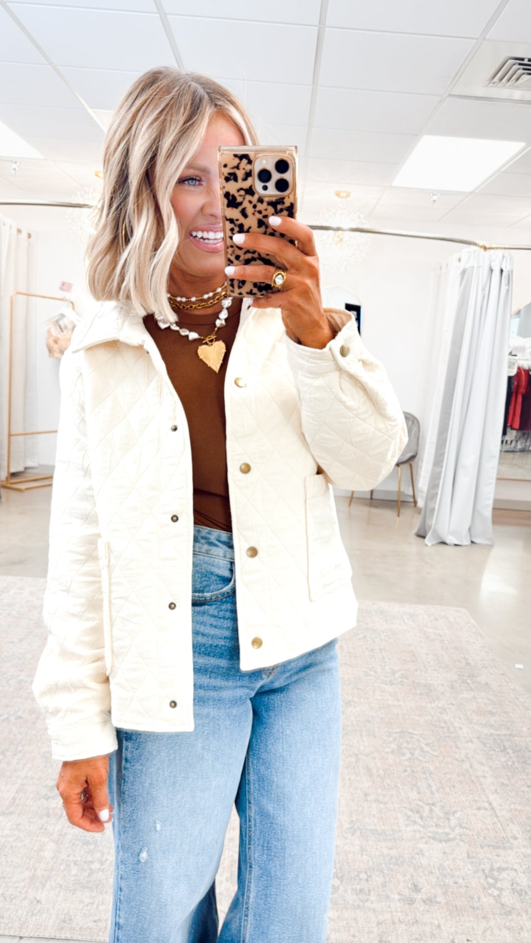 Ivy Quilted Jacket-Cream