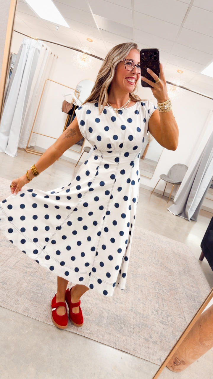The Spot On Midi Dress-Ash/Navy