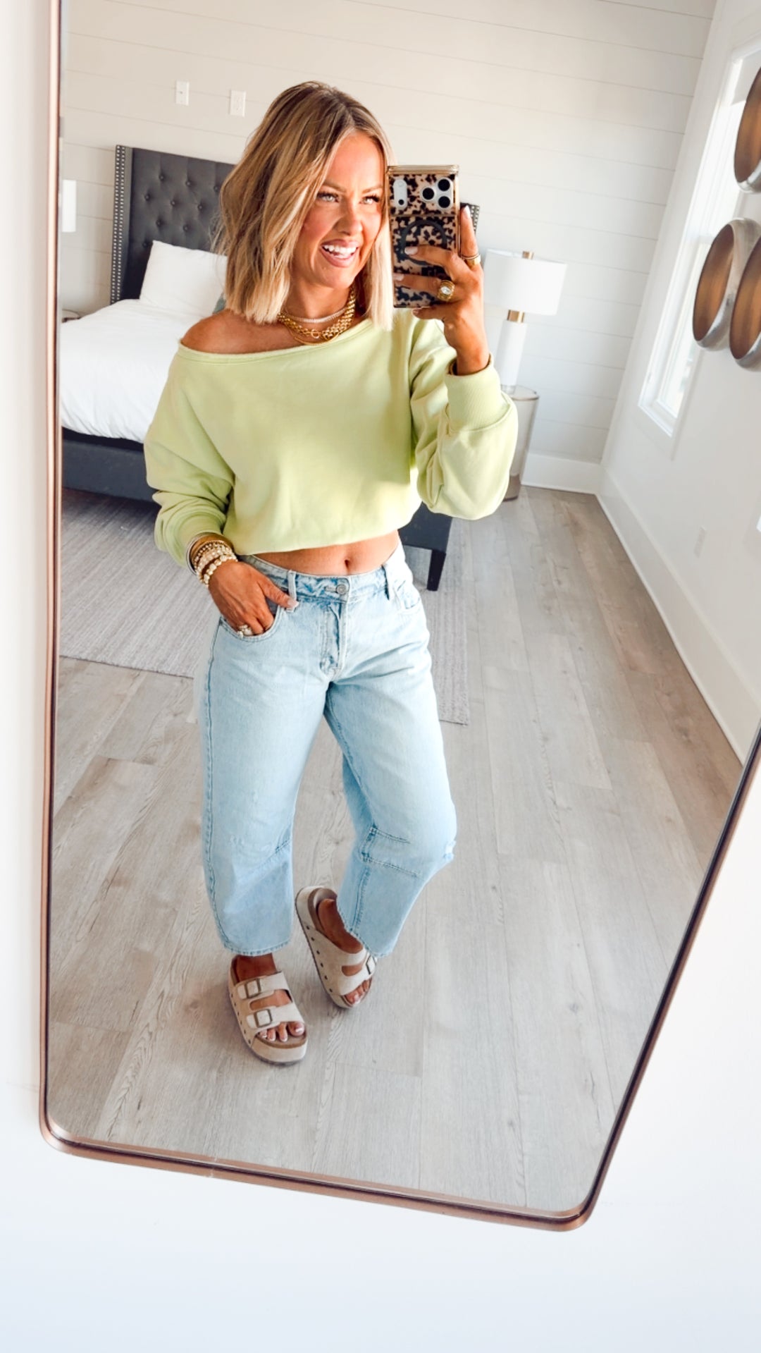 Alina Off Shoulder Sweatshirt-Lime