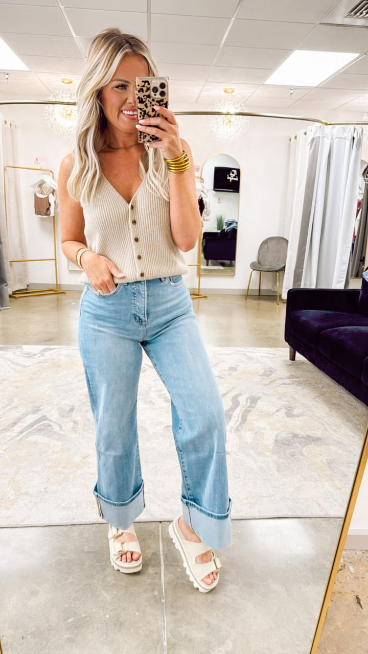 Elan High Rise Cuffed Jeans