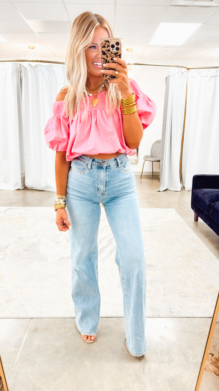 Catalina Off-the-shoulder Blouse-Punch