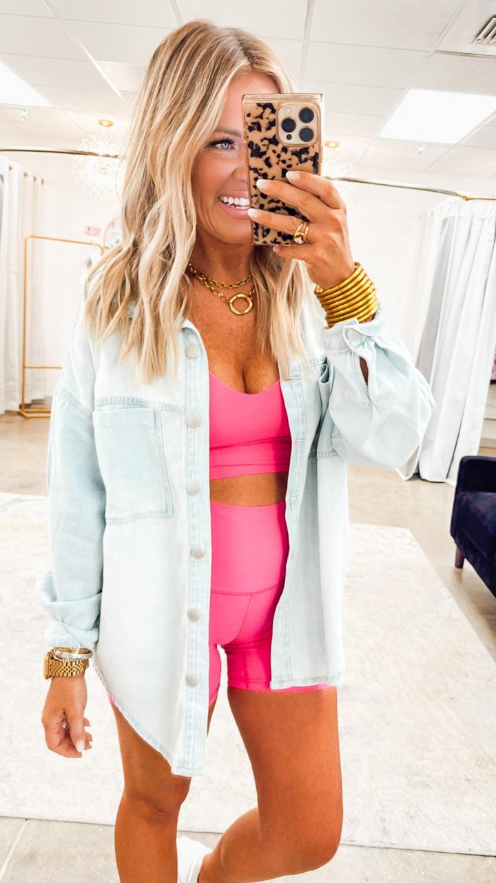 The Hot Shot Biker Shorts 6in.-Fuchsia