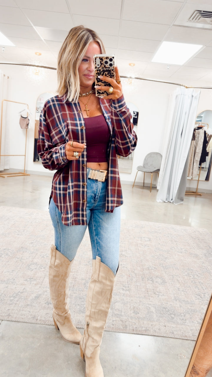 Bristol Plaid Flannel-Burgundy