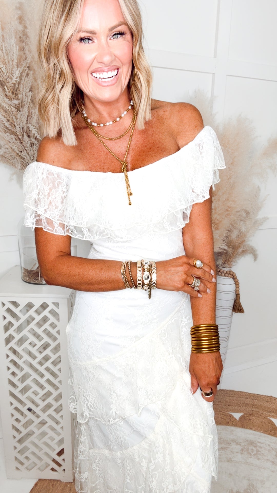 The Enchanted Lace Maxi Dress-Ivory