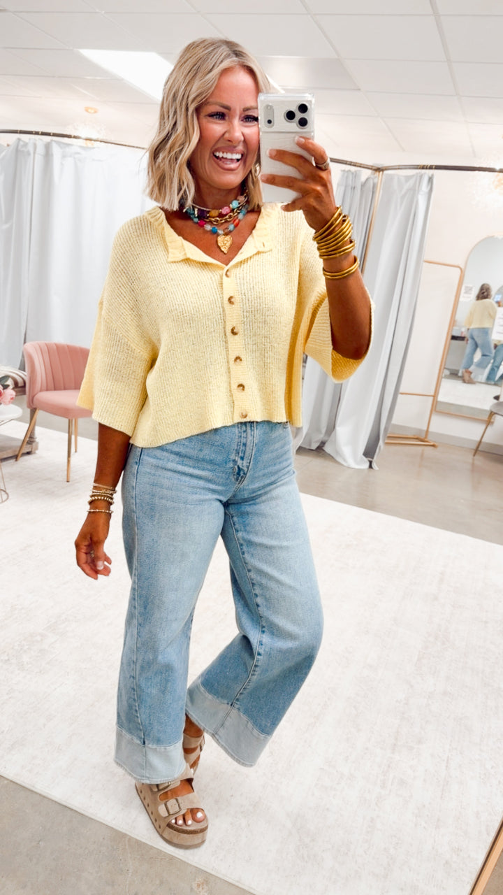 The Brandi Button Down Cardigan-Yellow