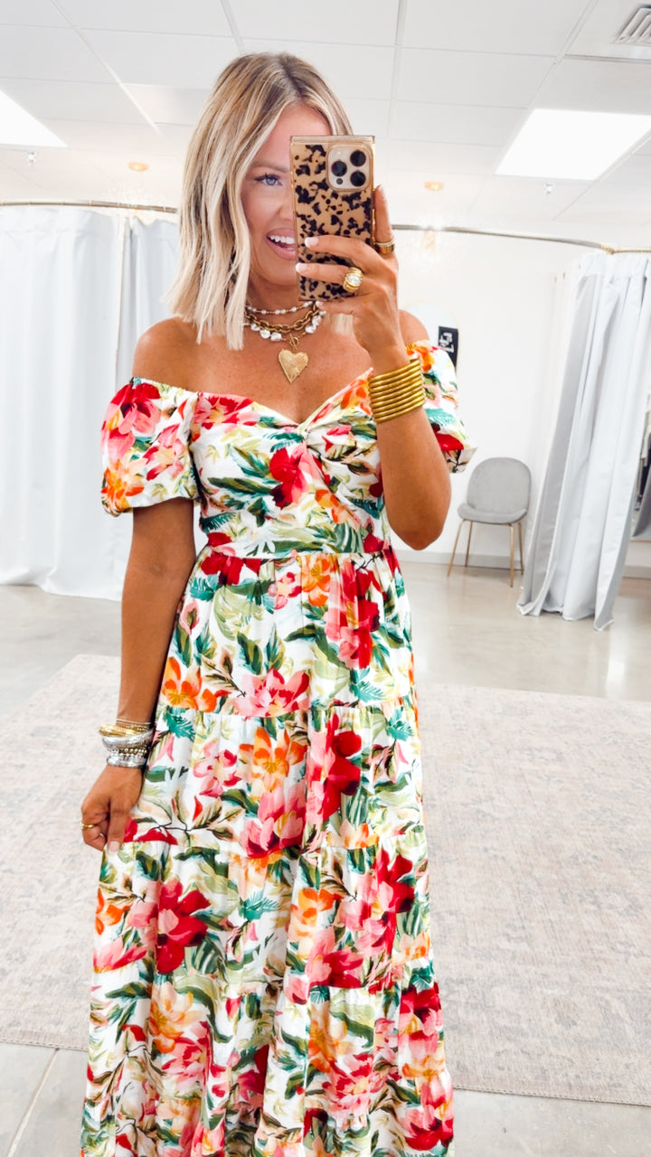 Full Bloom Floral Print Maxi Dress