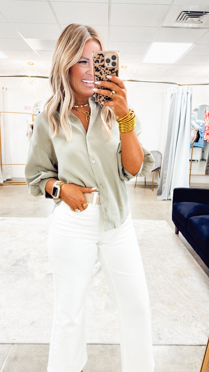 The Ava Puff Sleeve Blouse-Olive