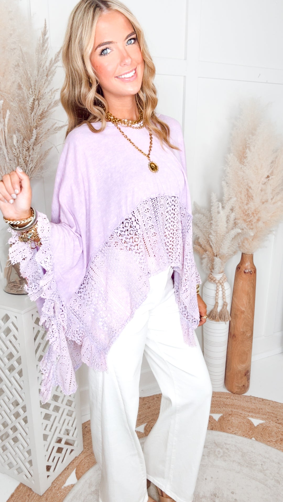 The Dusty Sky Poncho Top-Lavender