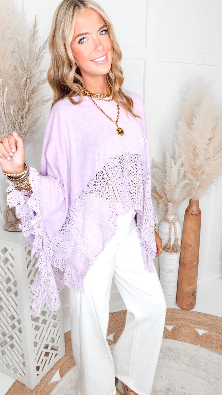 The Dusty Sky Poncho Top-Lavender