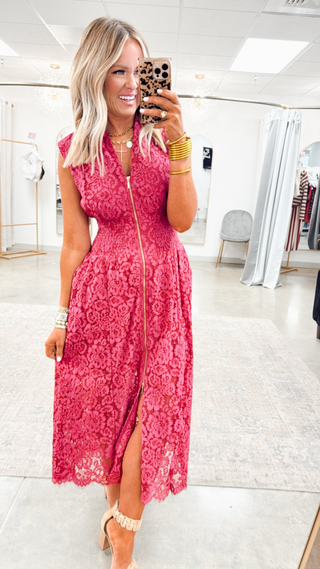 Jackie Lace Midi Dress-Merlot