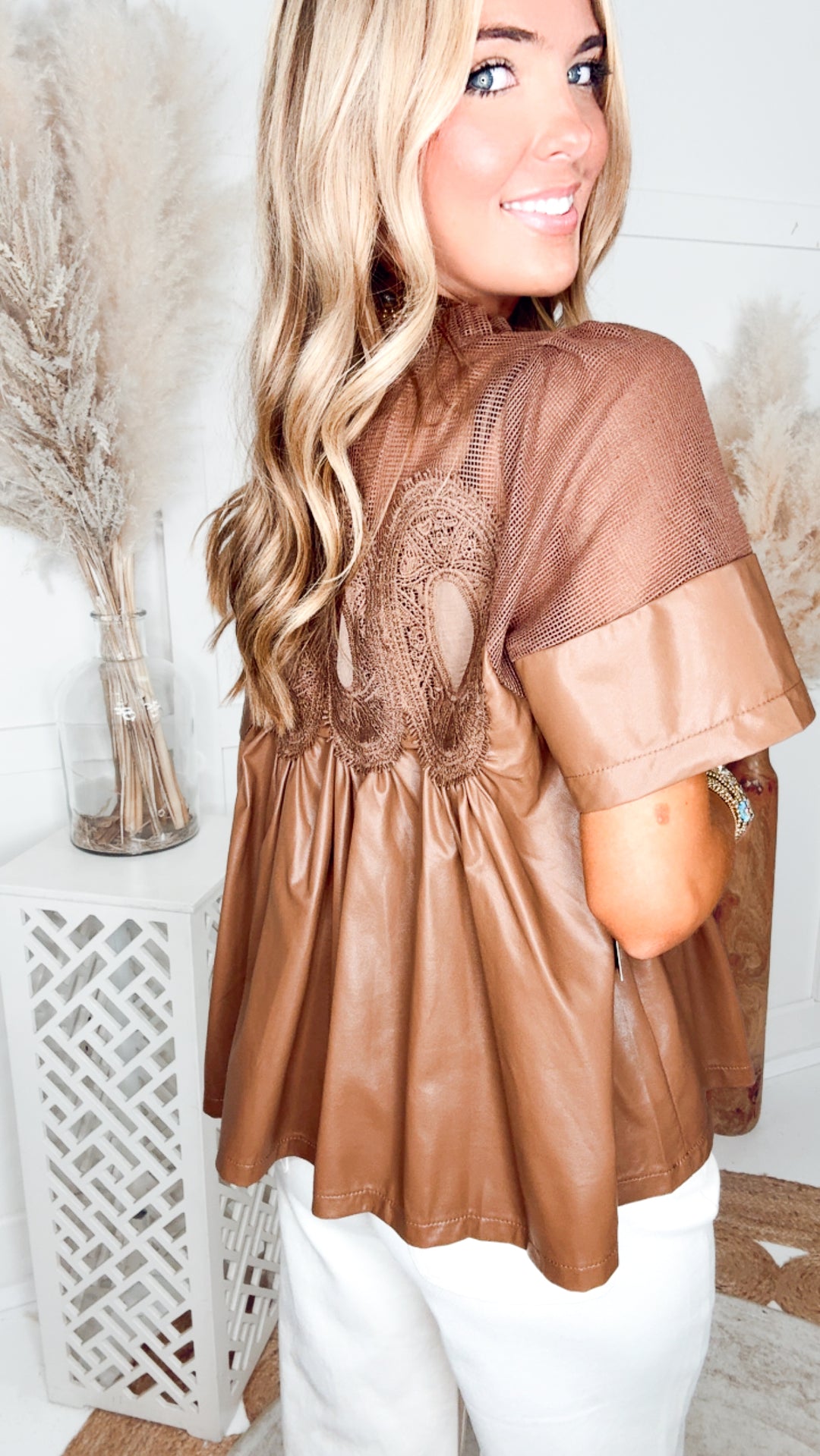 The Leather & Lace Babydoll Top
