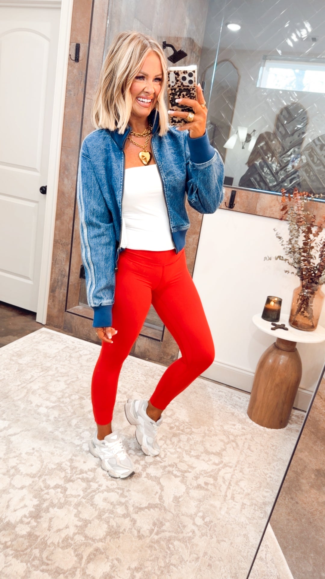 The Varsity Denim Jacket-Medium Wash