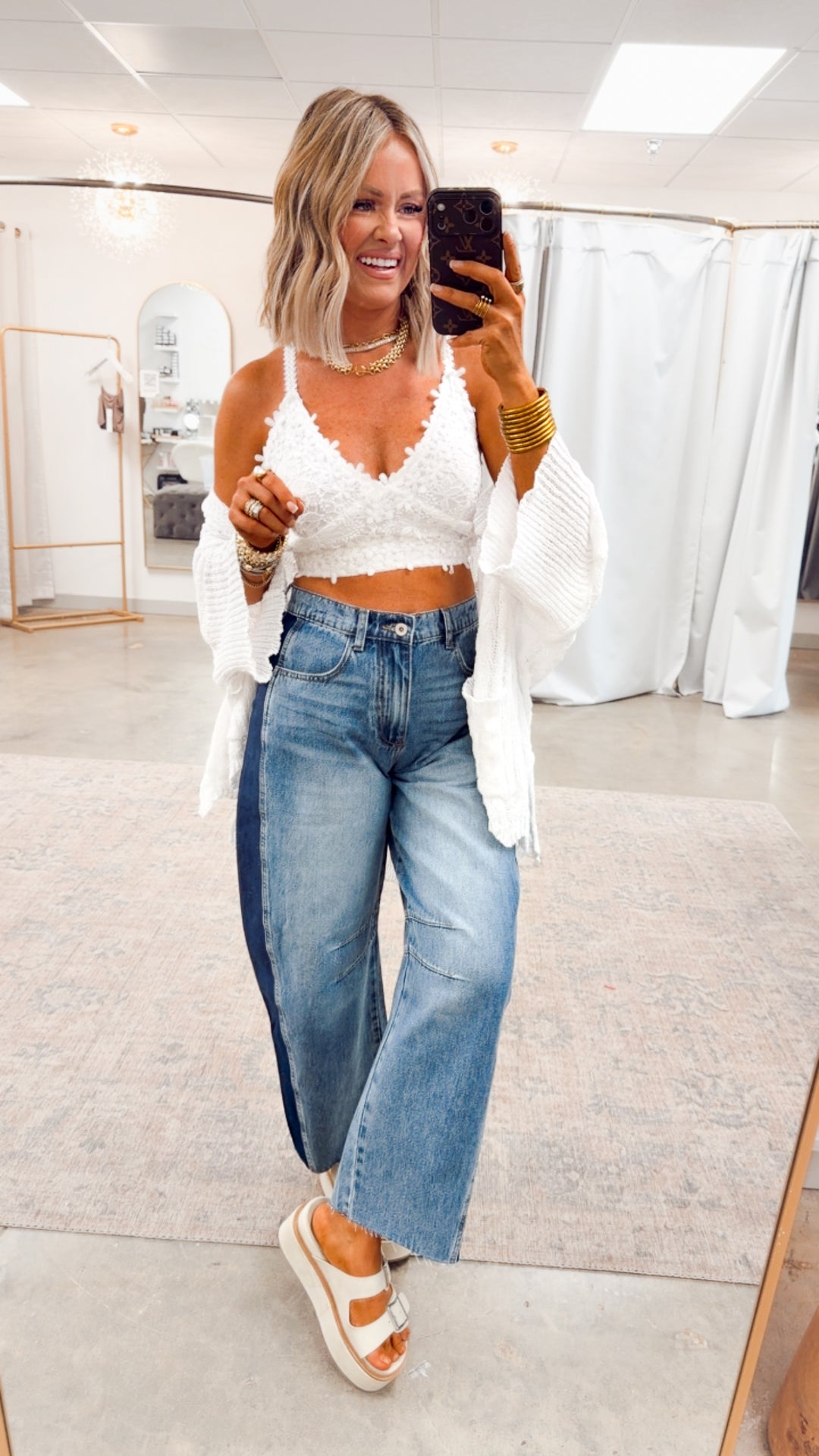 Ellington Color Block Barrel Jeans