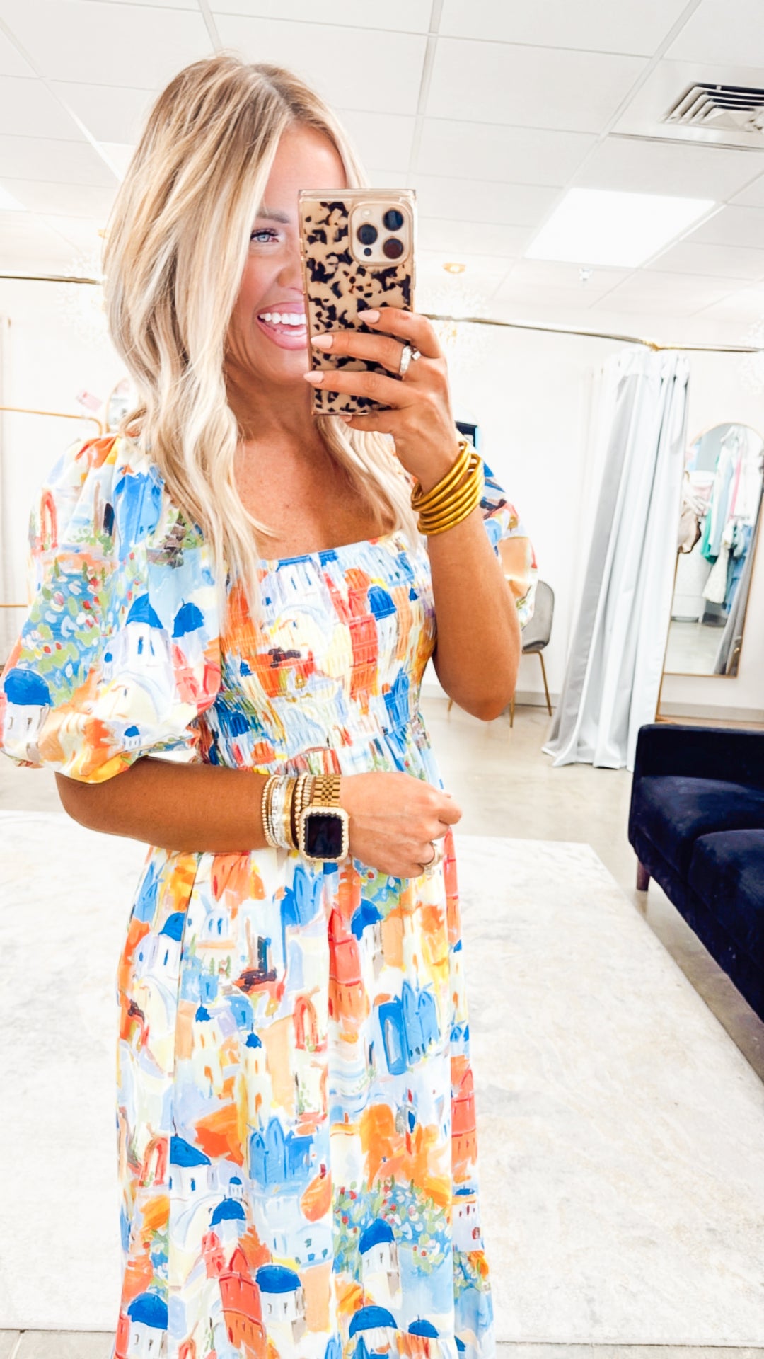 Santorini Smocked Midi Dress-Yellow