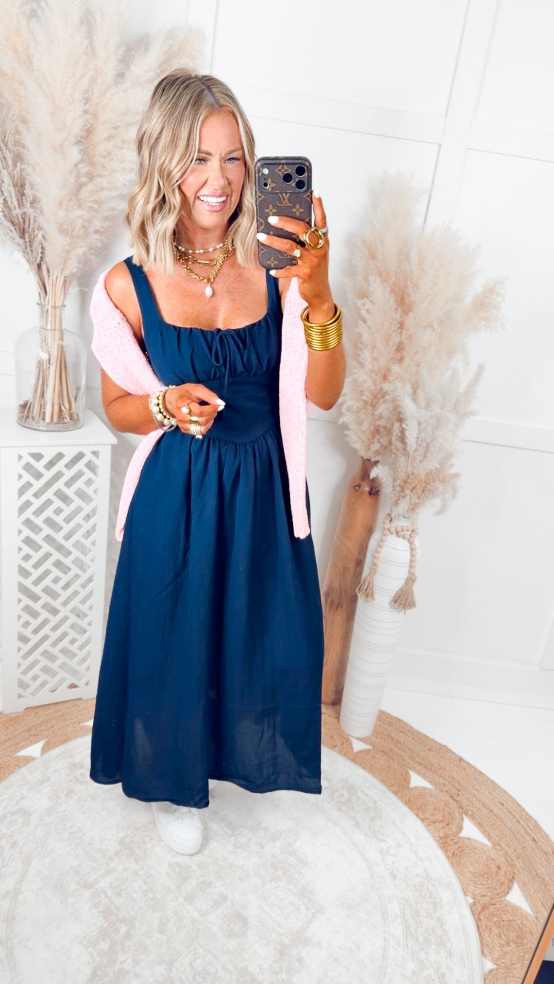 The Sailor’s Knot Midi Dress-Navy