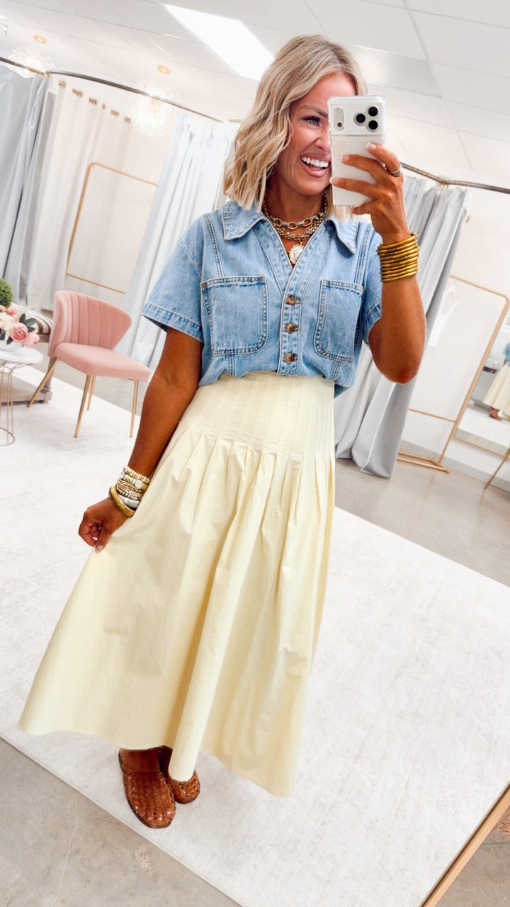 The Harper Poplin Skirt-Lemon