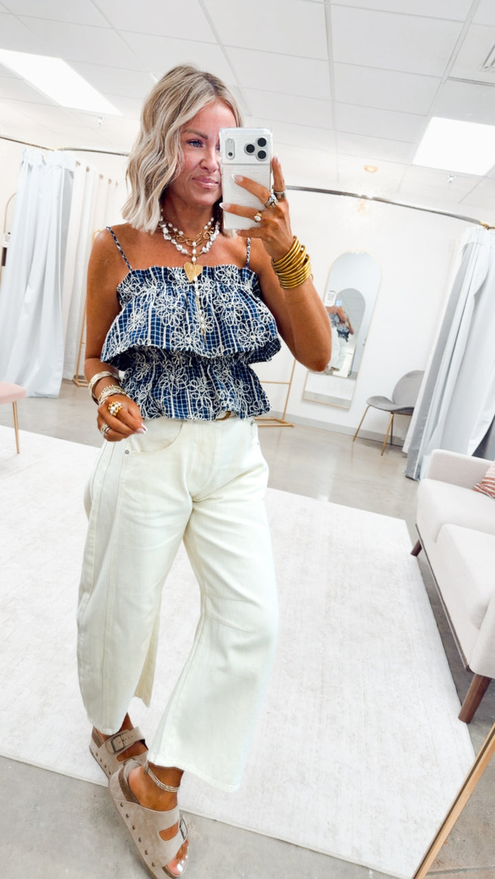 The Posy Picnic Top-Navy