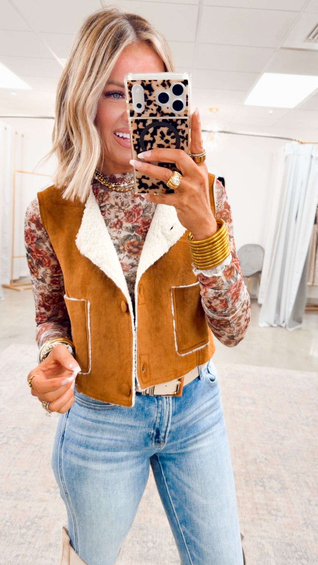 Dreamy Plush Vest-Caramel