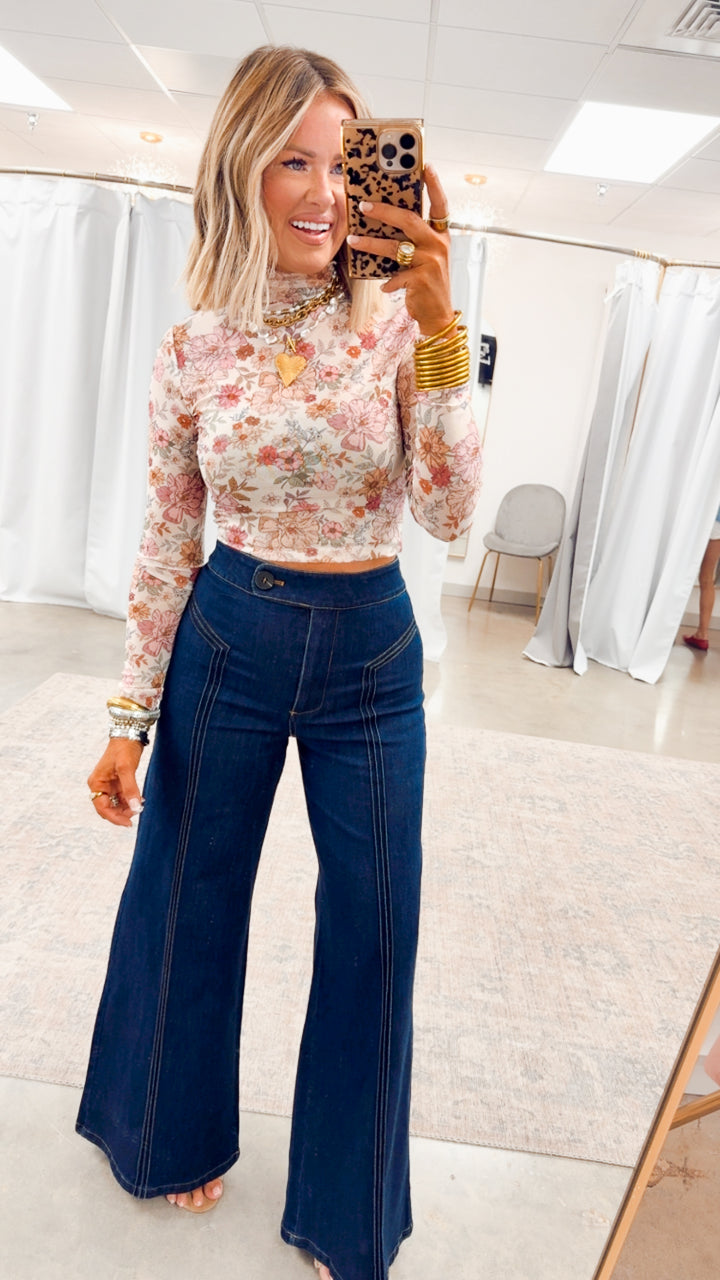Meadow Lace Floral Mesh Top