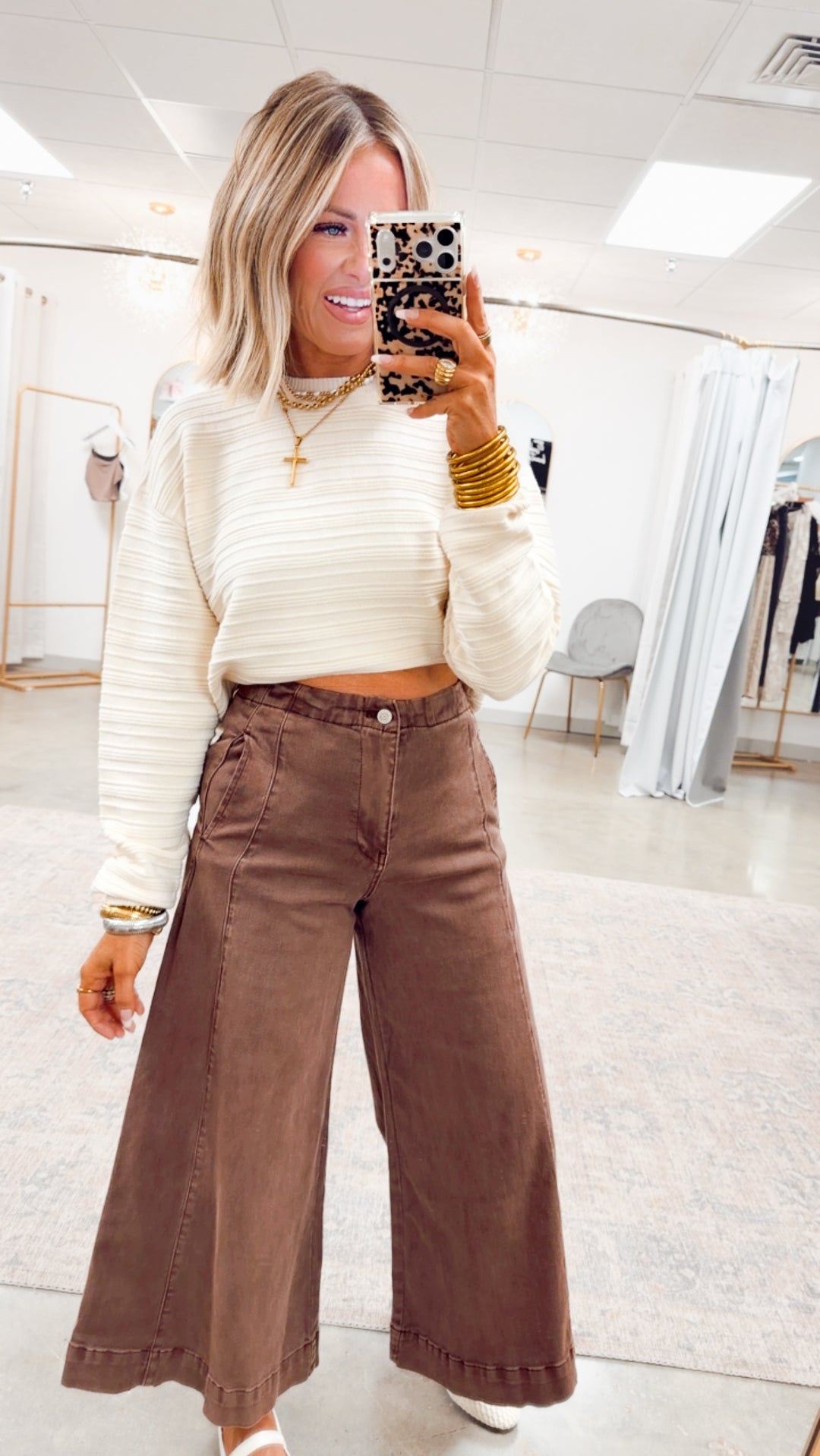 The Arden Wide Gaucho Denim- Brown