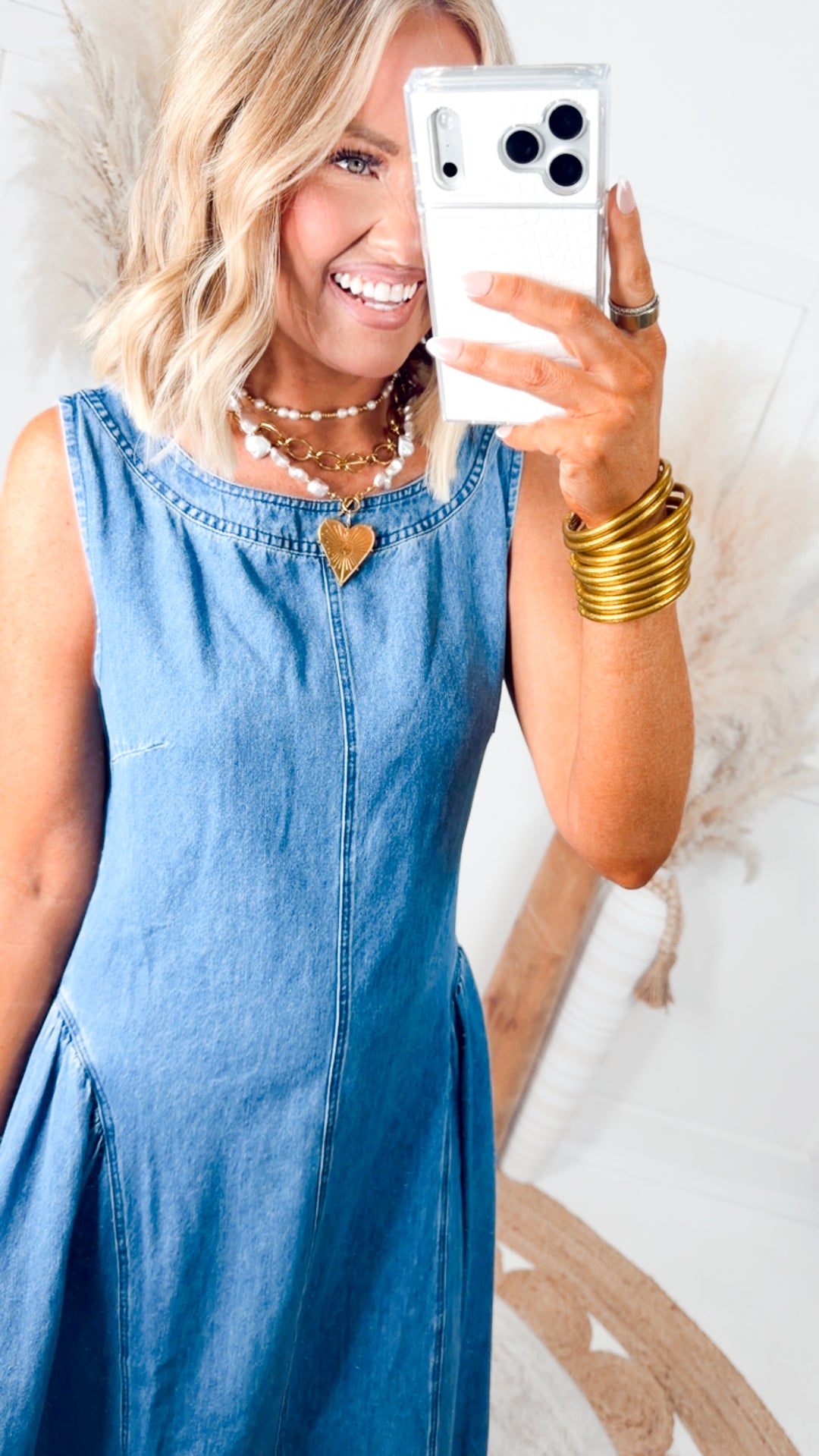 The Greer Denim Midi Dress