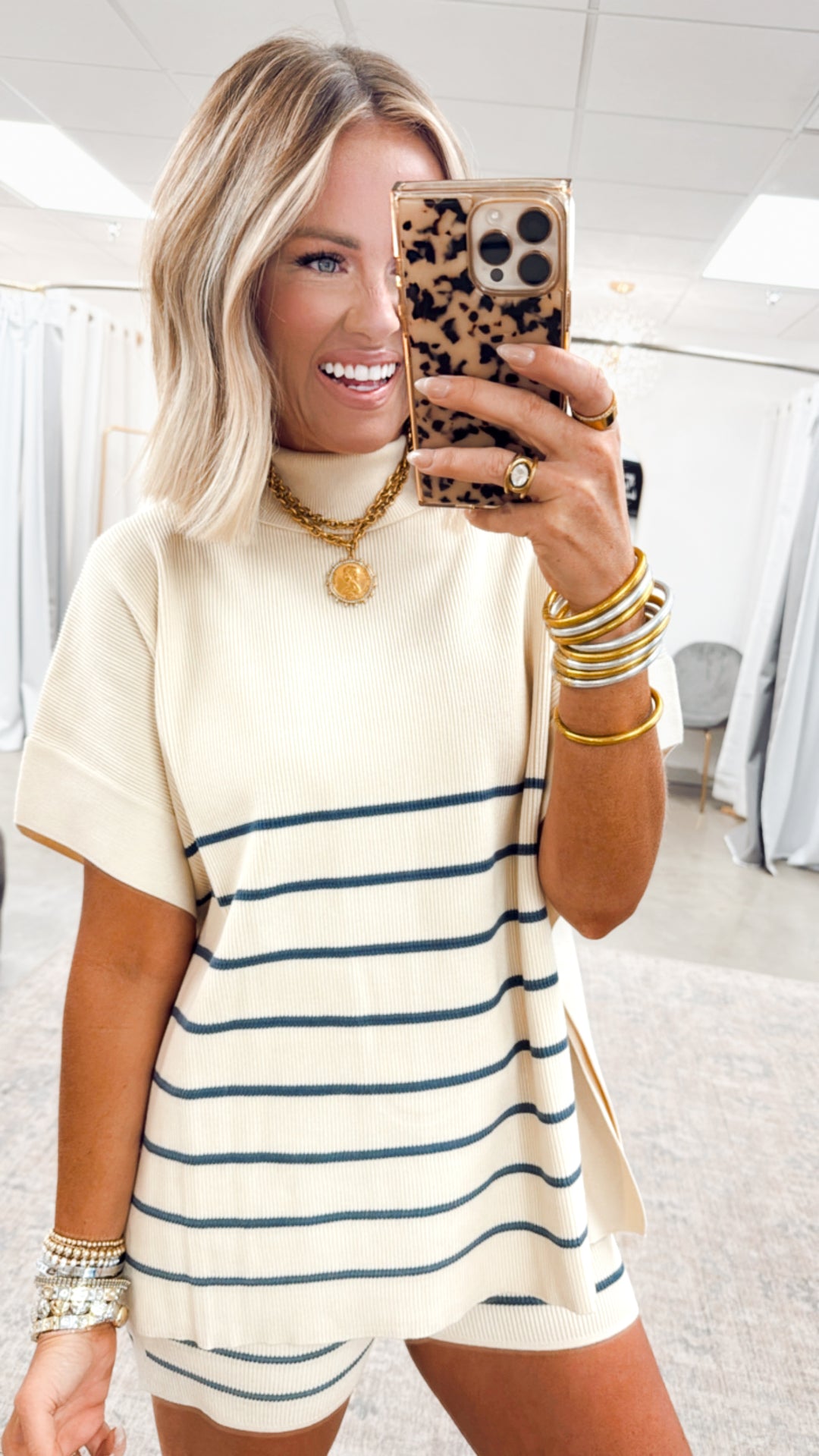 Blakely Mock Neck Sweater Top & Shorts Set