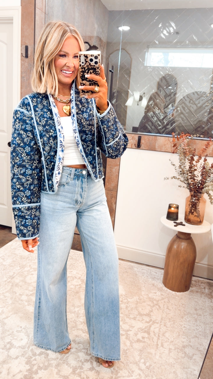 Floral Quilted Cropped Jacket