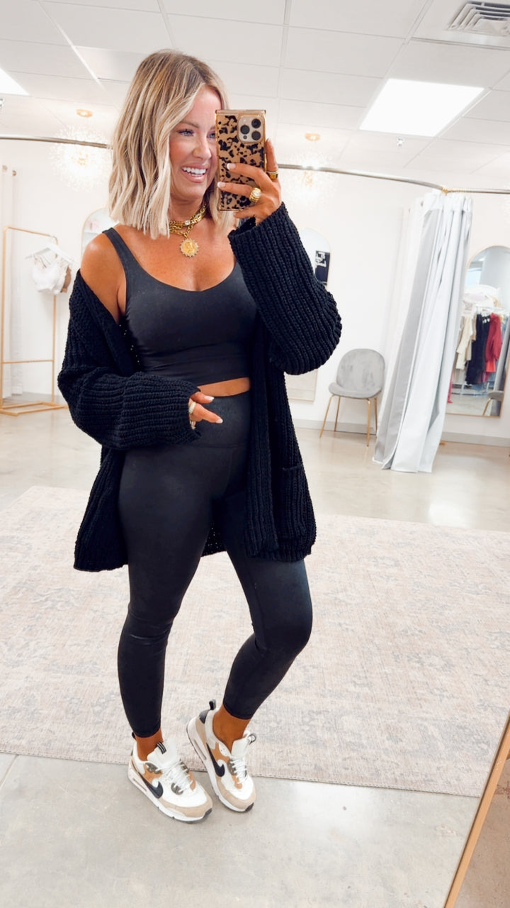 V Neck Yoga Top-Black