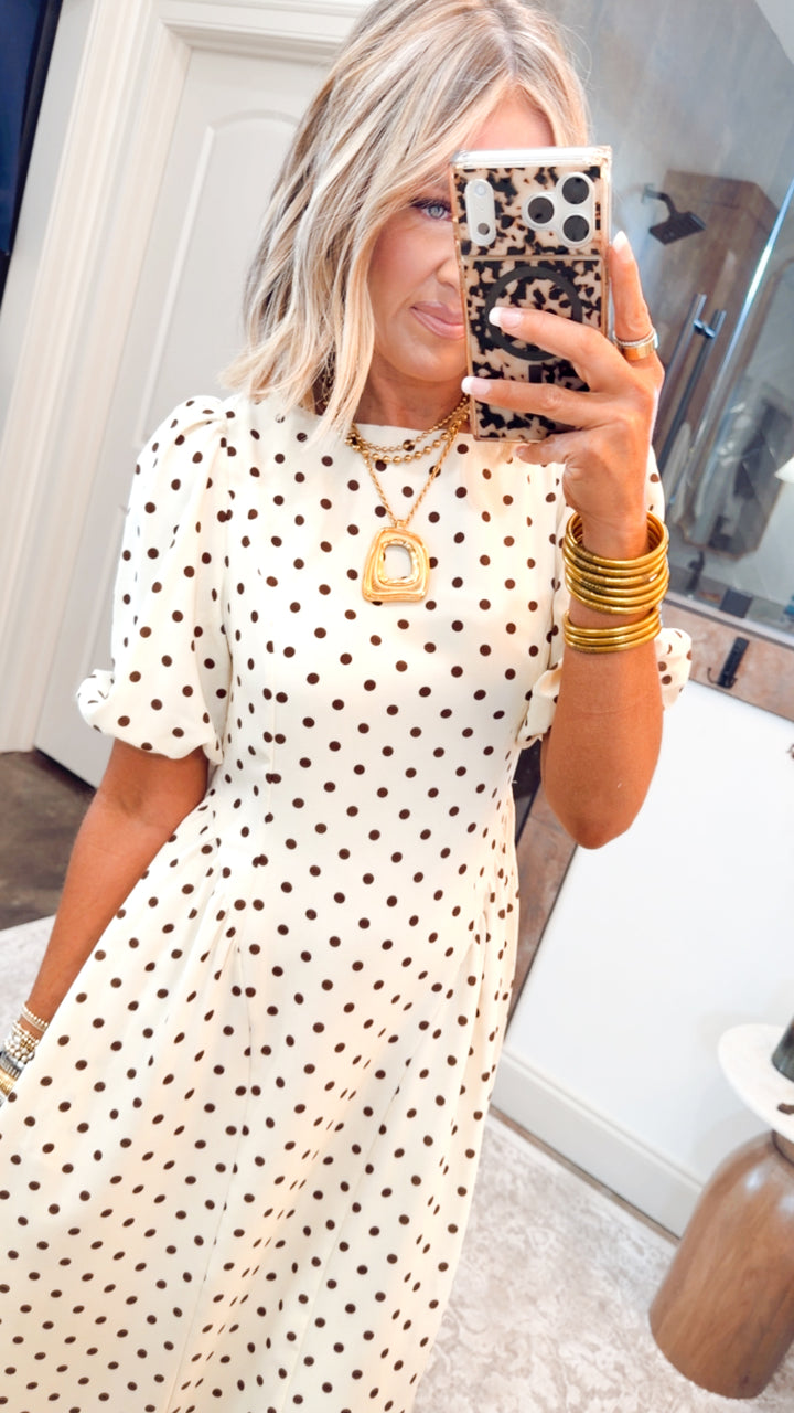 Classic Polka Dot Midi Dress