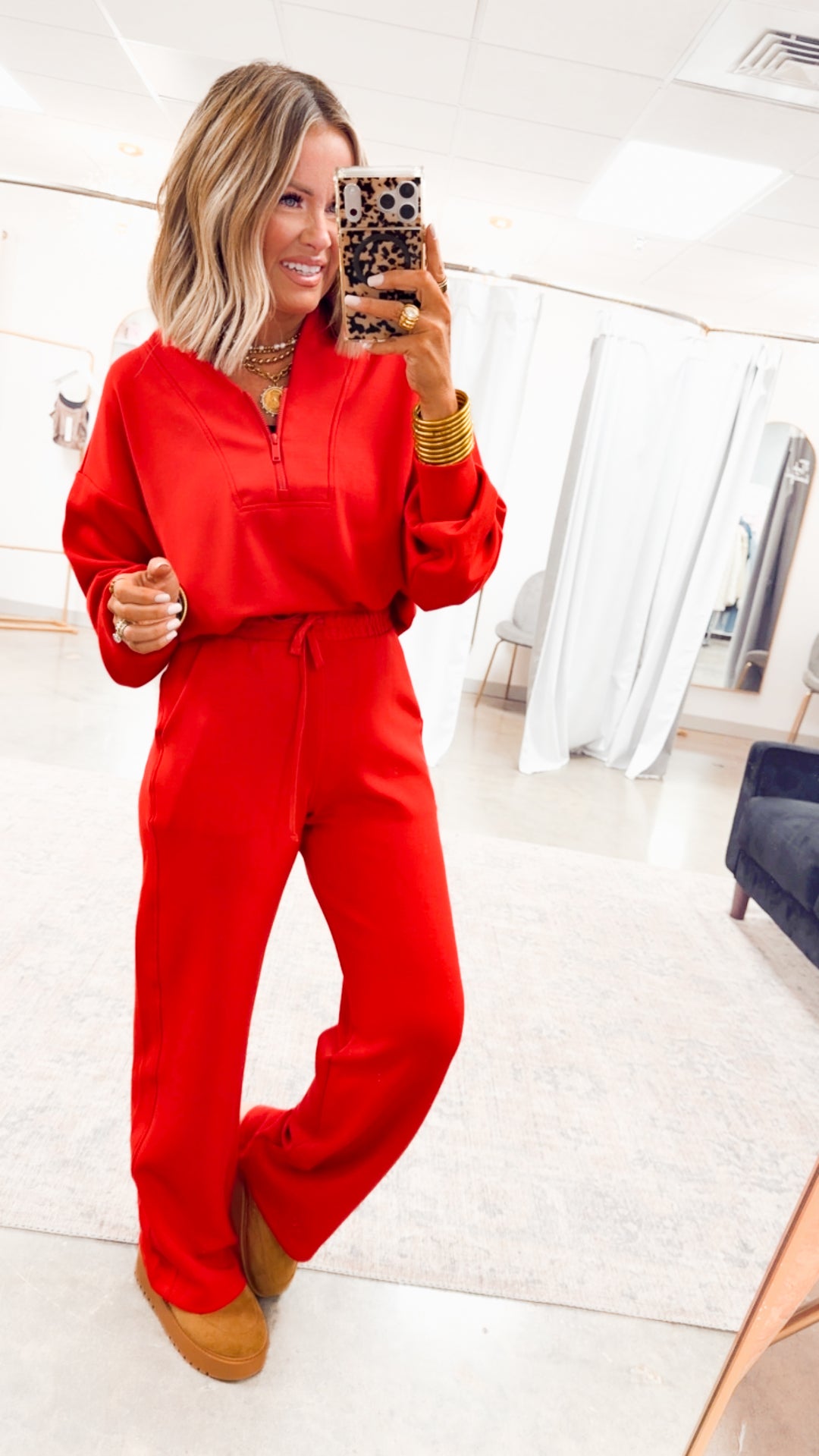 Smooth Form Half Zip Jacket-Red