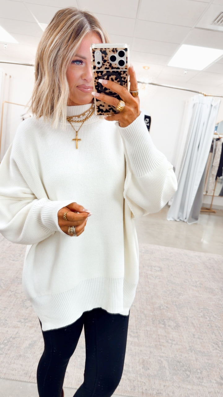 Ivory Chill Mock Neck Sweater