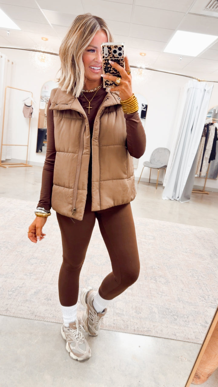 Summit Puffer Vest-Cocoa