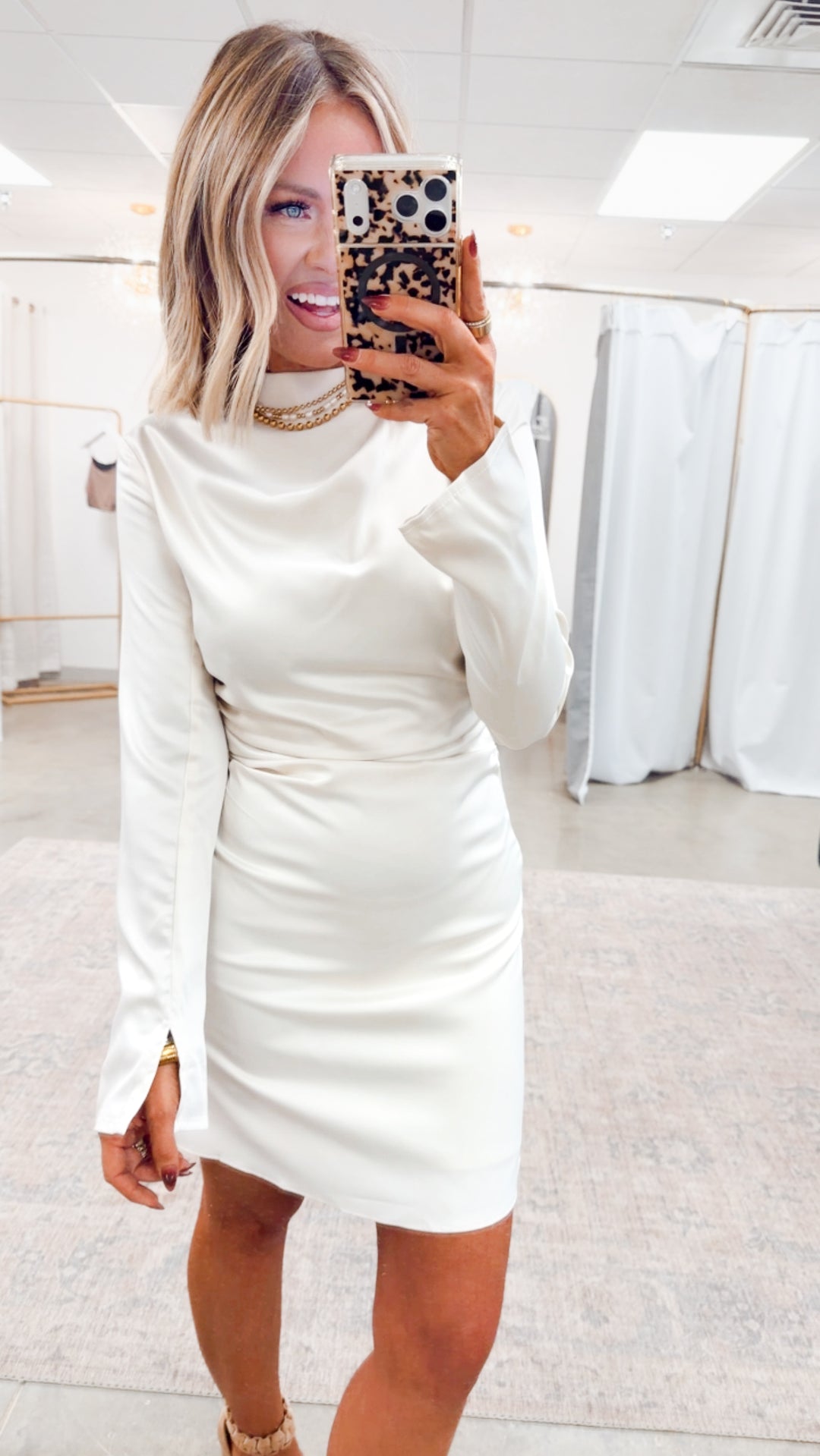 Eliza Draped Mini Dress-Ecru