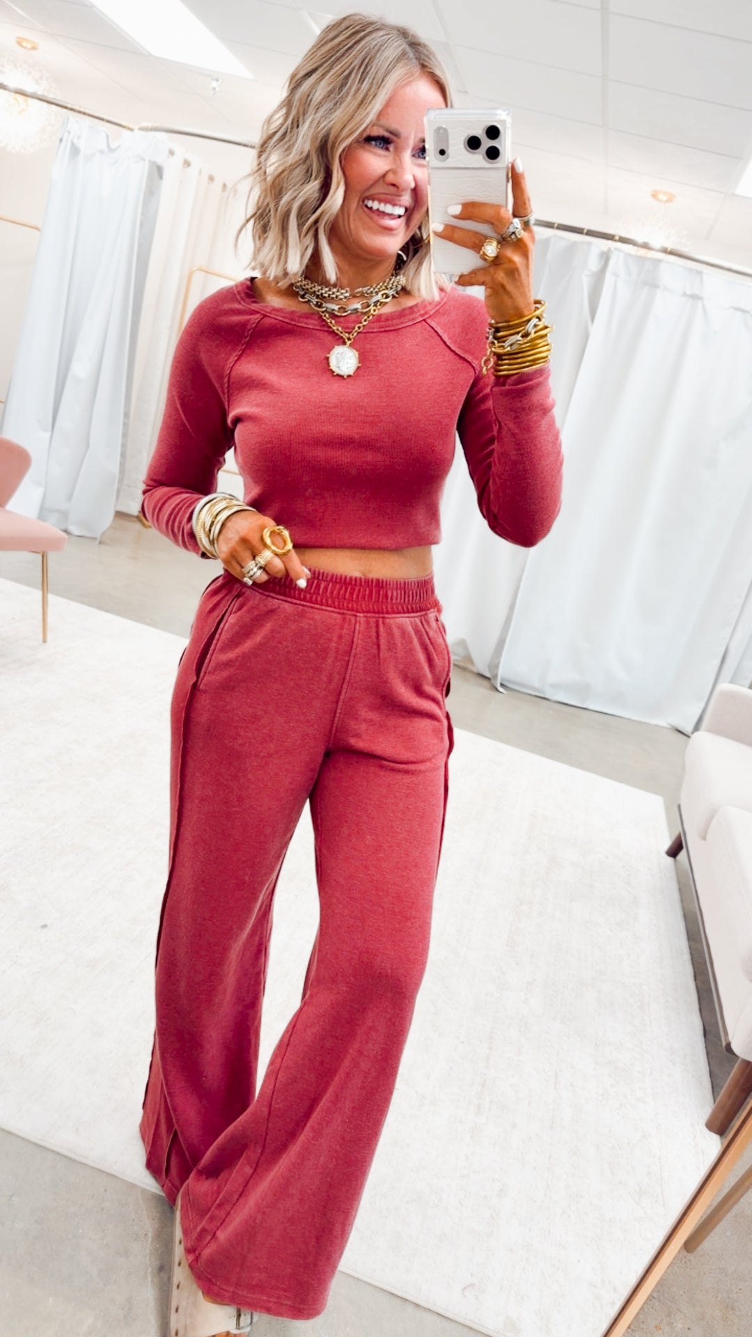 The Arabella Two Piece Set-Garnet