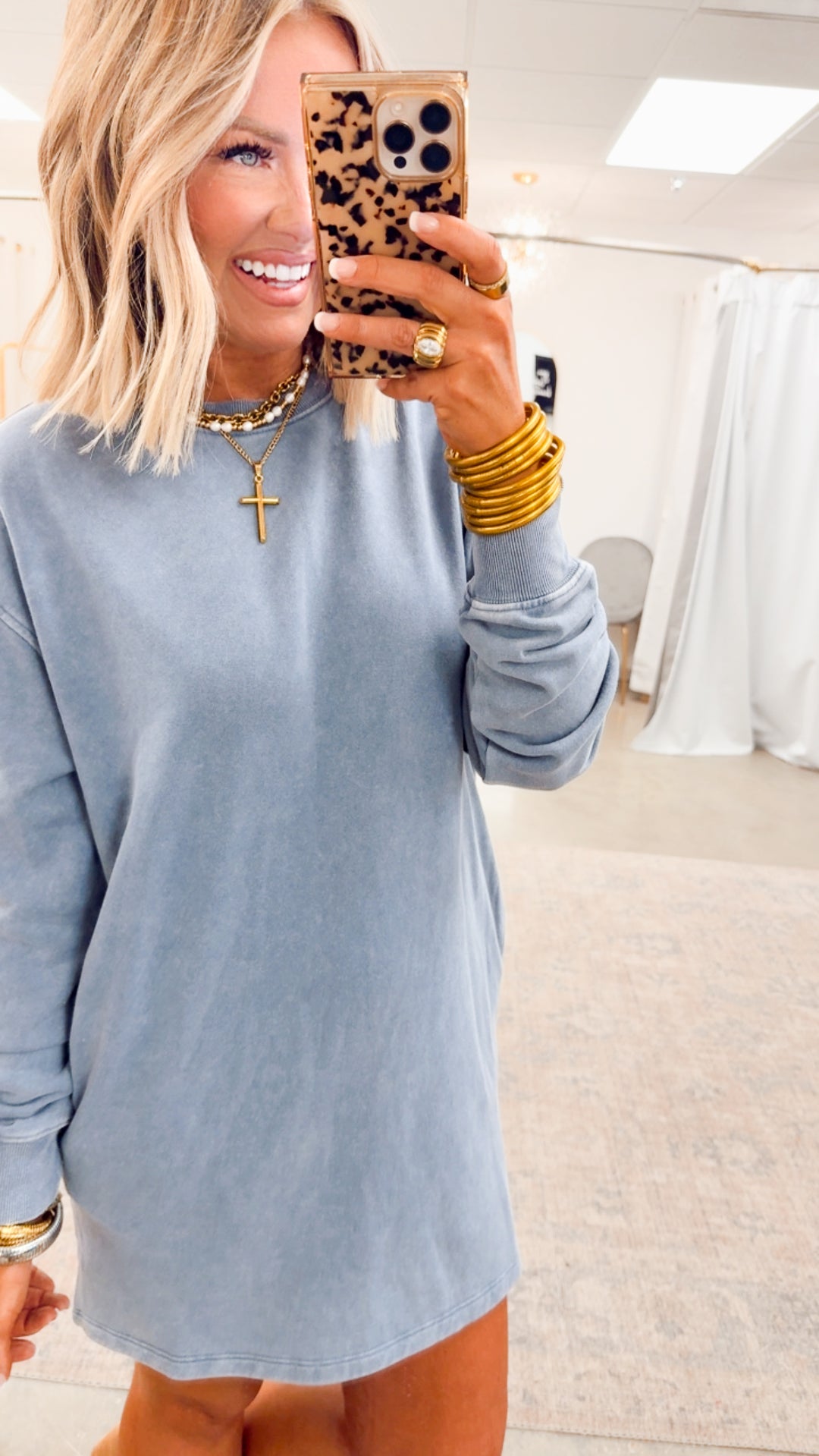 Mila Sweatshirt Dress-Denim Blue