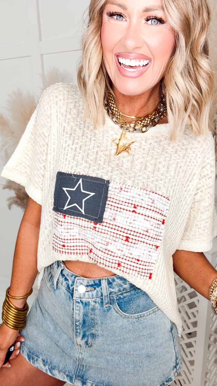 The Freedom Flag Tee-Butter Milk
