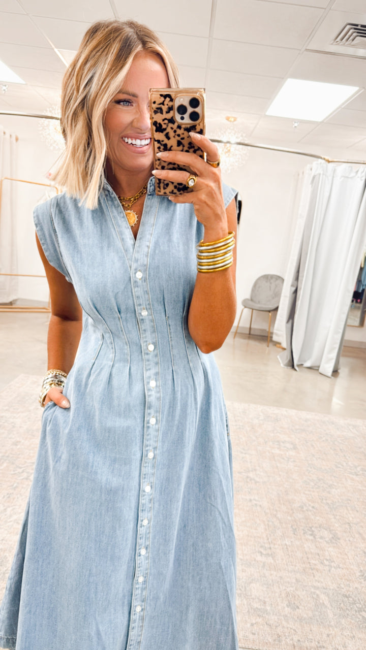 Collins Denim Midi Dress