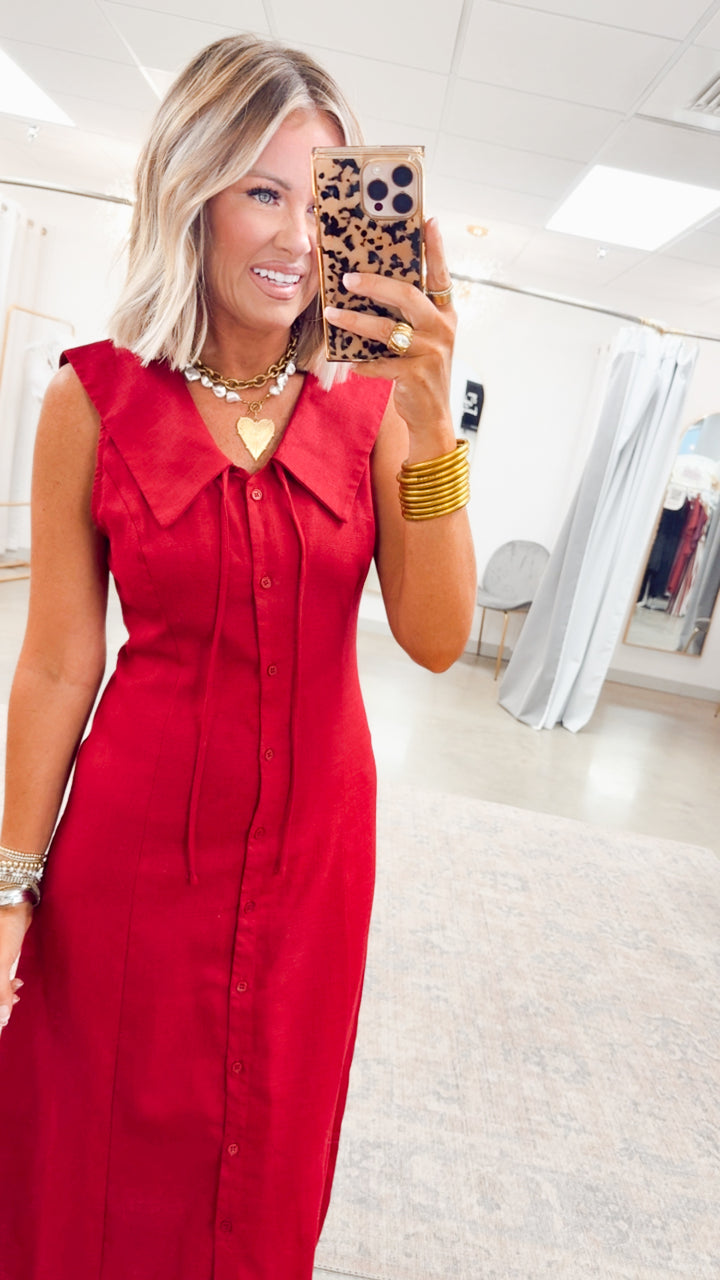 The Claire Midi Dress-Burgundy