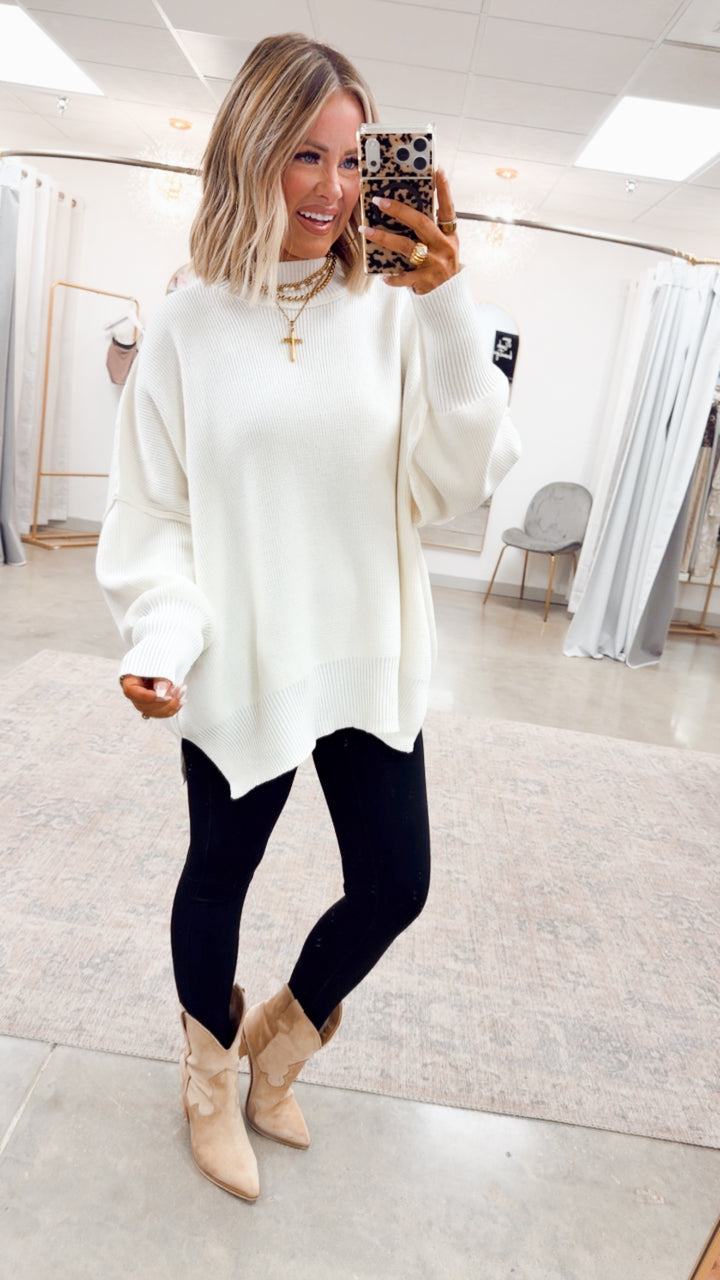 Ivory Chill Mock Neck Sweater