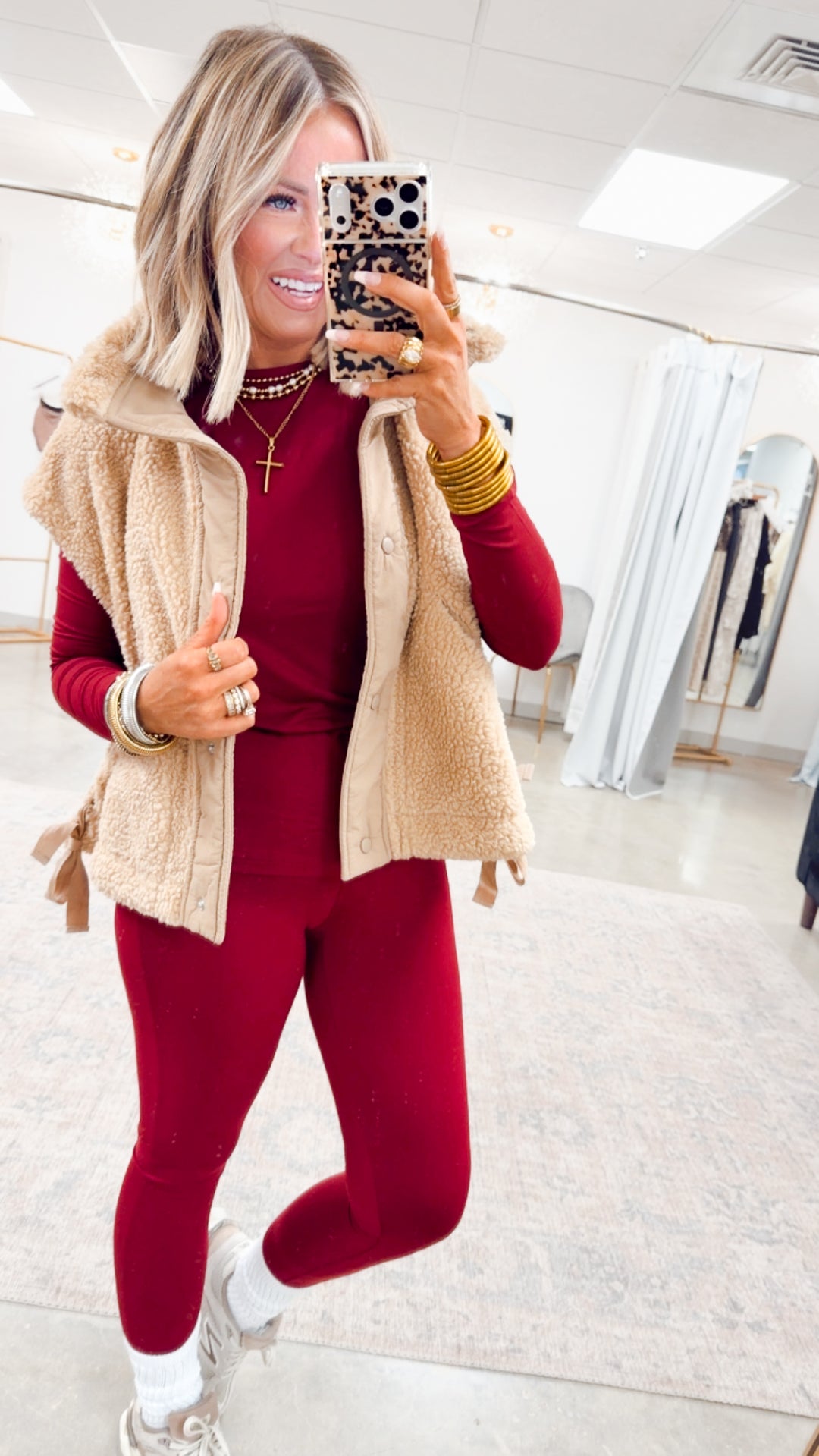 Laken Round Neck Top-Dark Burgundy