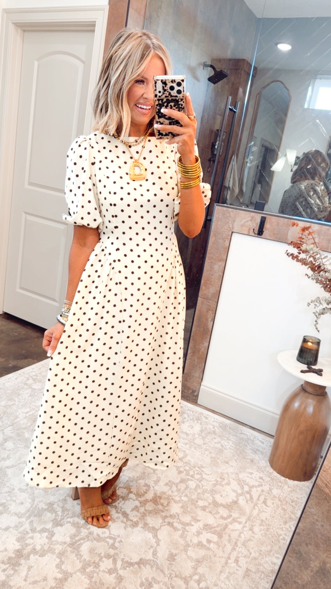 Classic Polka Dot Midi Dress