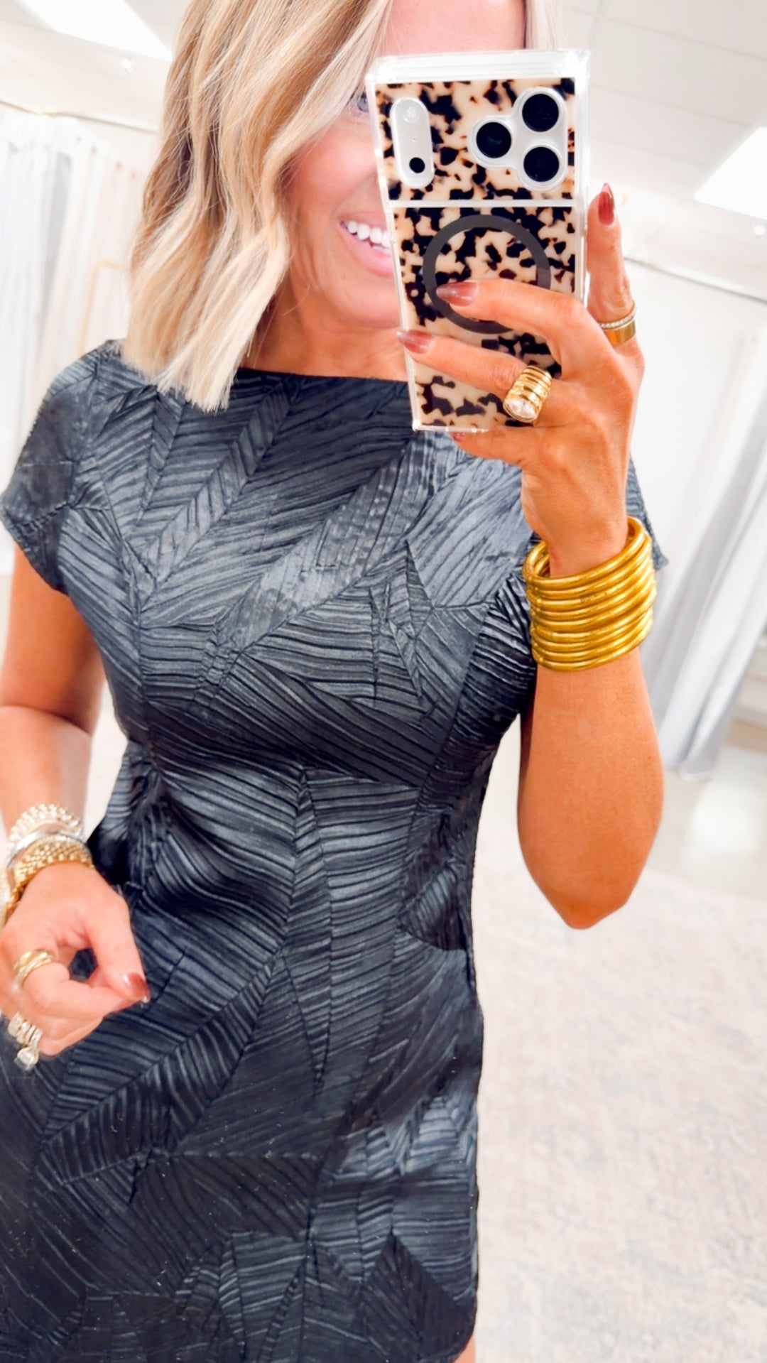 Ivy Cap Sleeve Mini Dress-Black