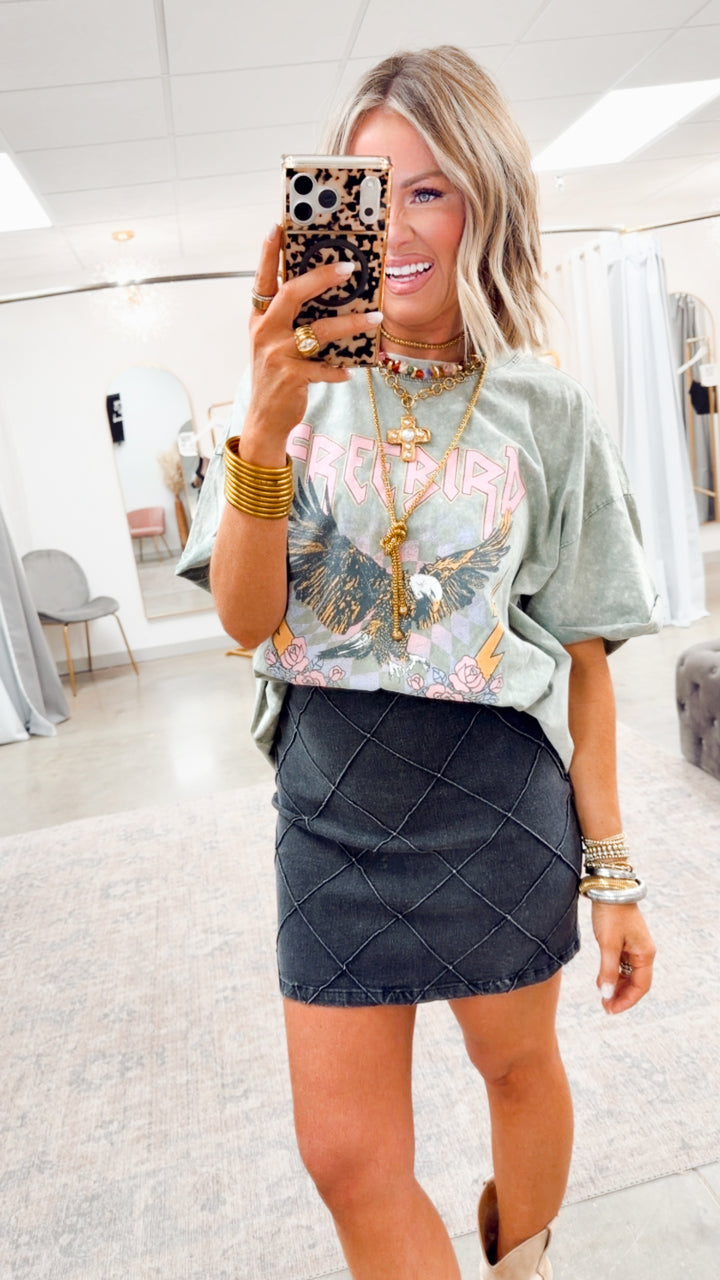 Willow Dust Mini Skirt-Charcoal Denim